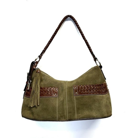 Fossil Handbags - Fossil 75082 Army Green Brown Leather Tatum purse